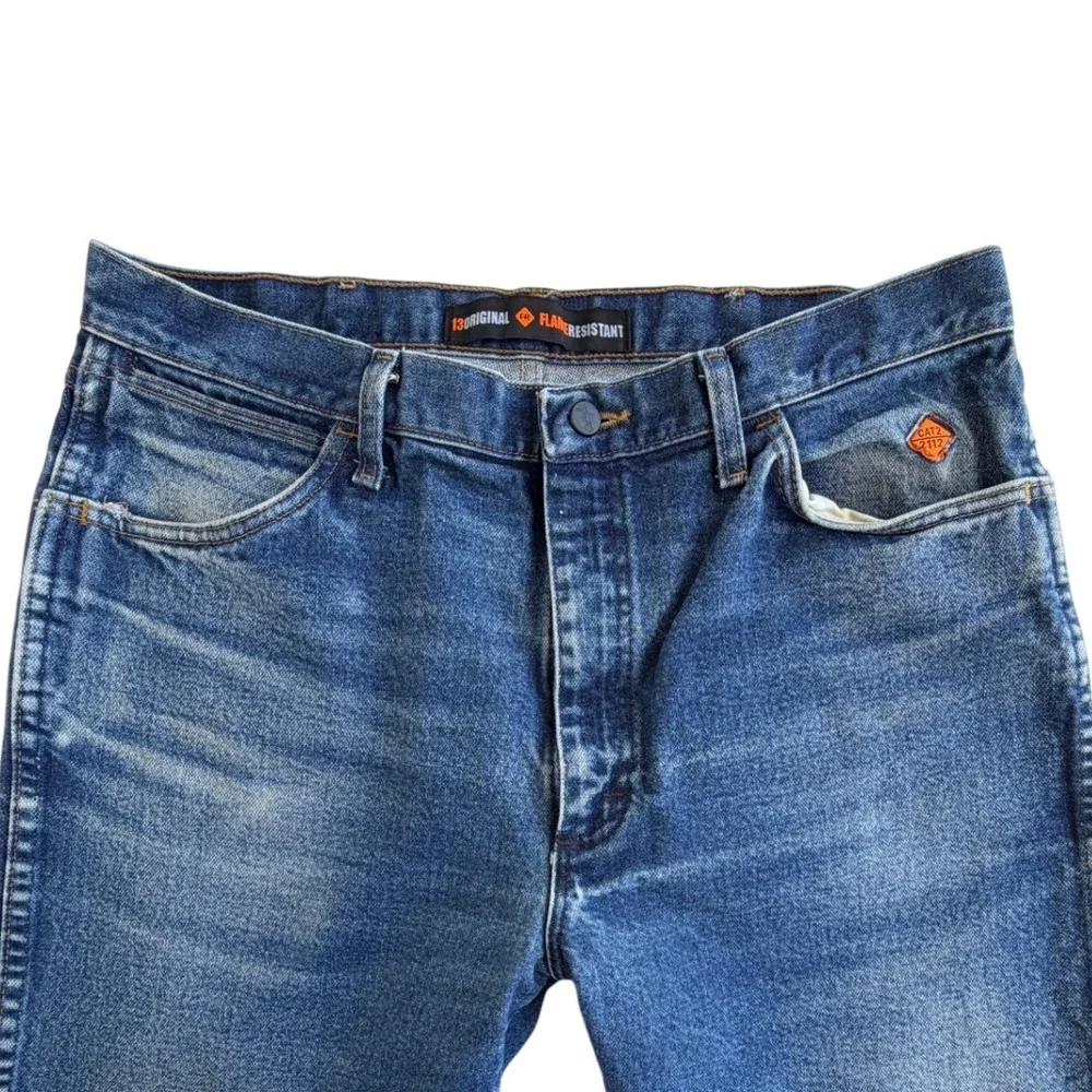 Wrangler FR Flame Resistant Jeans Mens Blue Denim Work Pants Size 35x36